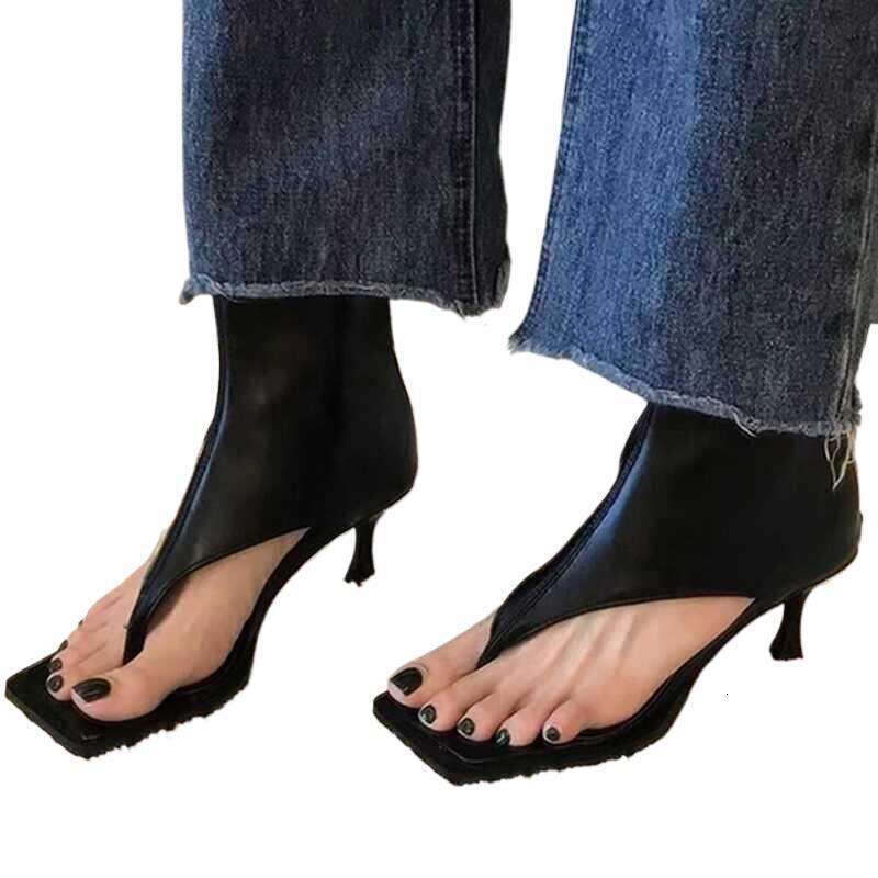 LITTLETON Toe Post Square Sandals for Women High Heel Casual Versatile Stiletto Ankle Boots Summer 2025