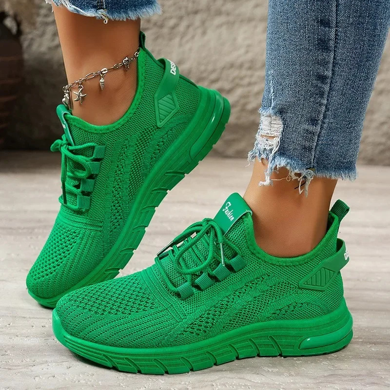 Breathable Knit Running Shoes for Women Spring Fashion Casual Platform Sneakers Lightweight AntiSlip Sports Shoes 250717