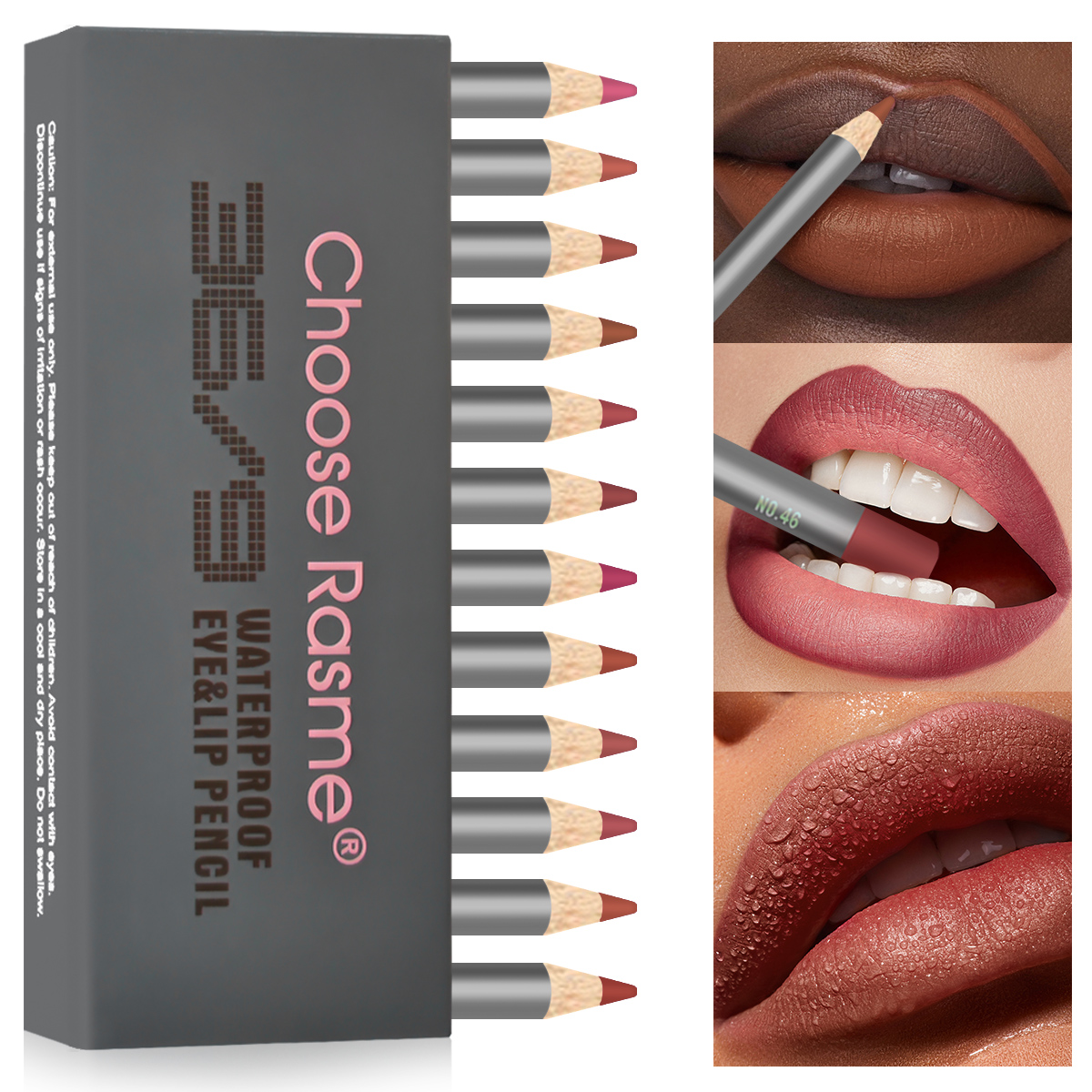 Choose Rasme 12PCS EverLip Waterproof Lip Liner Set - Smudge Proof Long Lasting Lip Pencils for Lipstick Outline Makeup