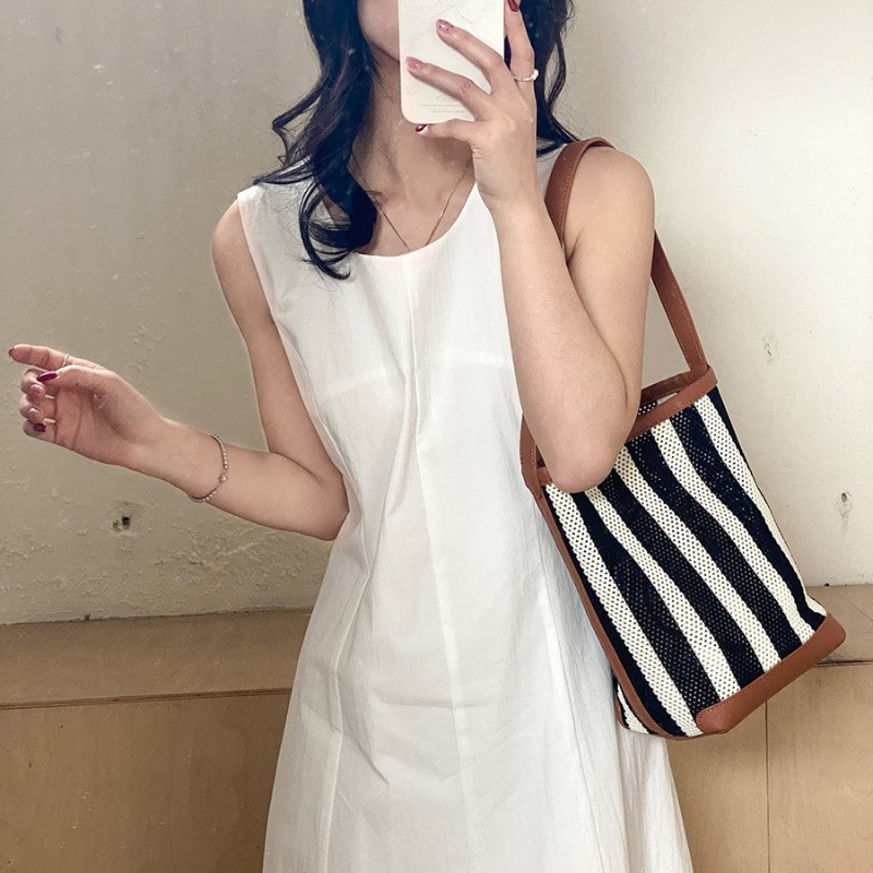 Womens Shoulder Backpack with Contrasting Stripe Pattern - Roomy Capacity