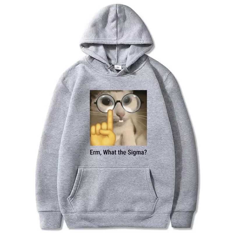 Um What Sigma? Funny Meme Sport Hoodie for Men Women Silly Cat Humor Printed Fashion Tops Fce Sweatshirt Winter Hoodie XJ250717