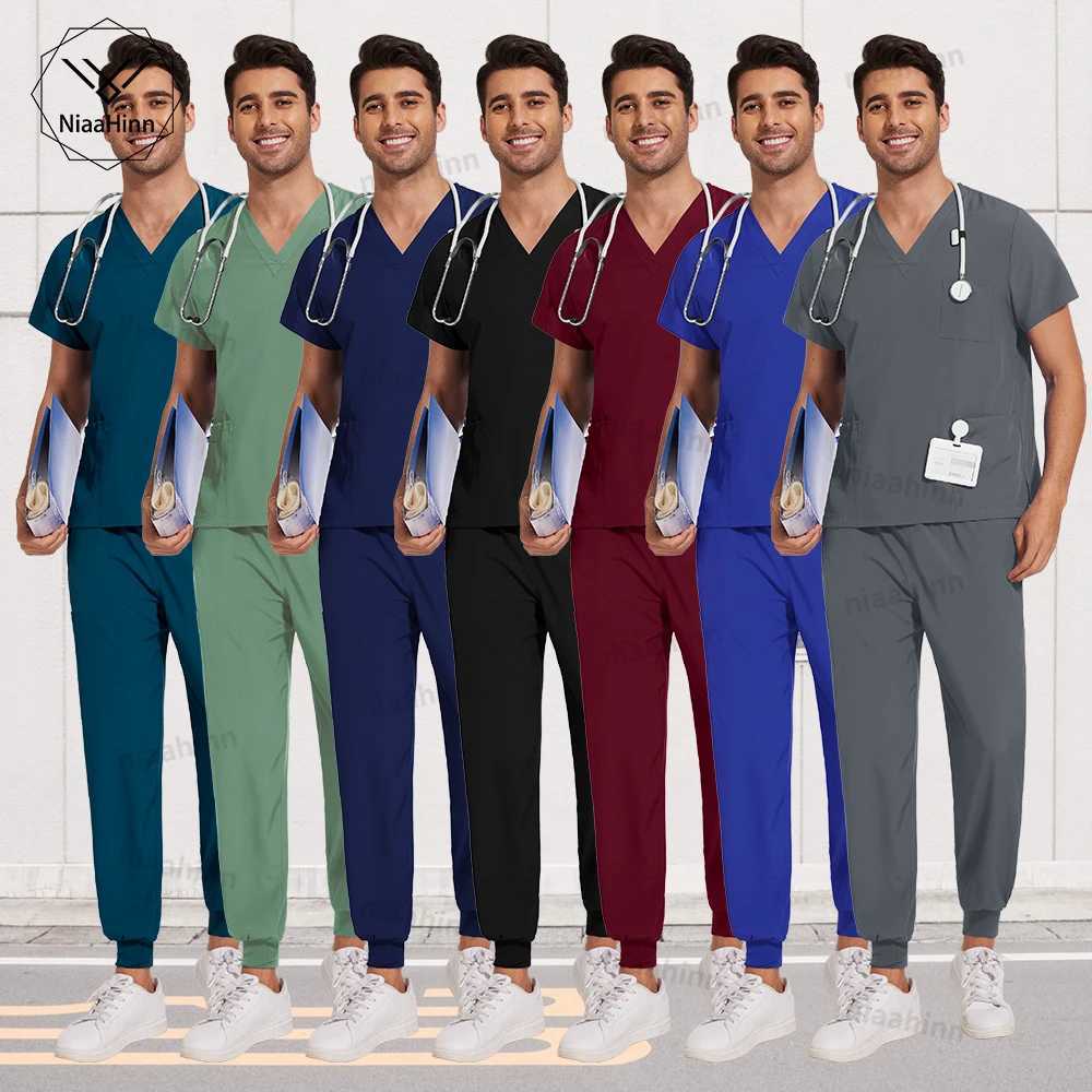 Scrubs Men Women Wholesale Scrubs Uniforms Medical Jogger Set Nurses Accessories Dental Clinic Pet Grooming Scrub Top Pants Sets Z250718