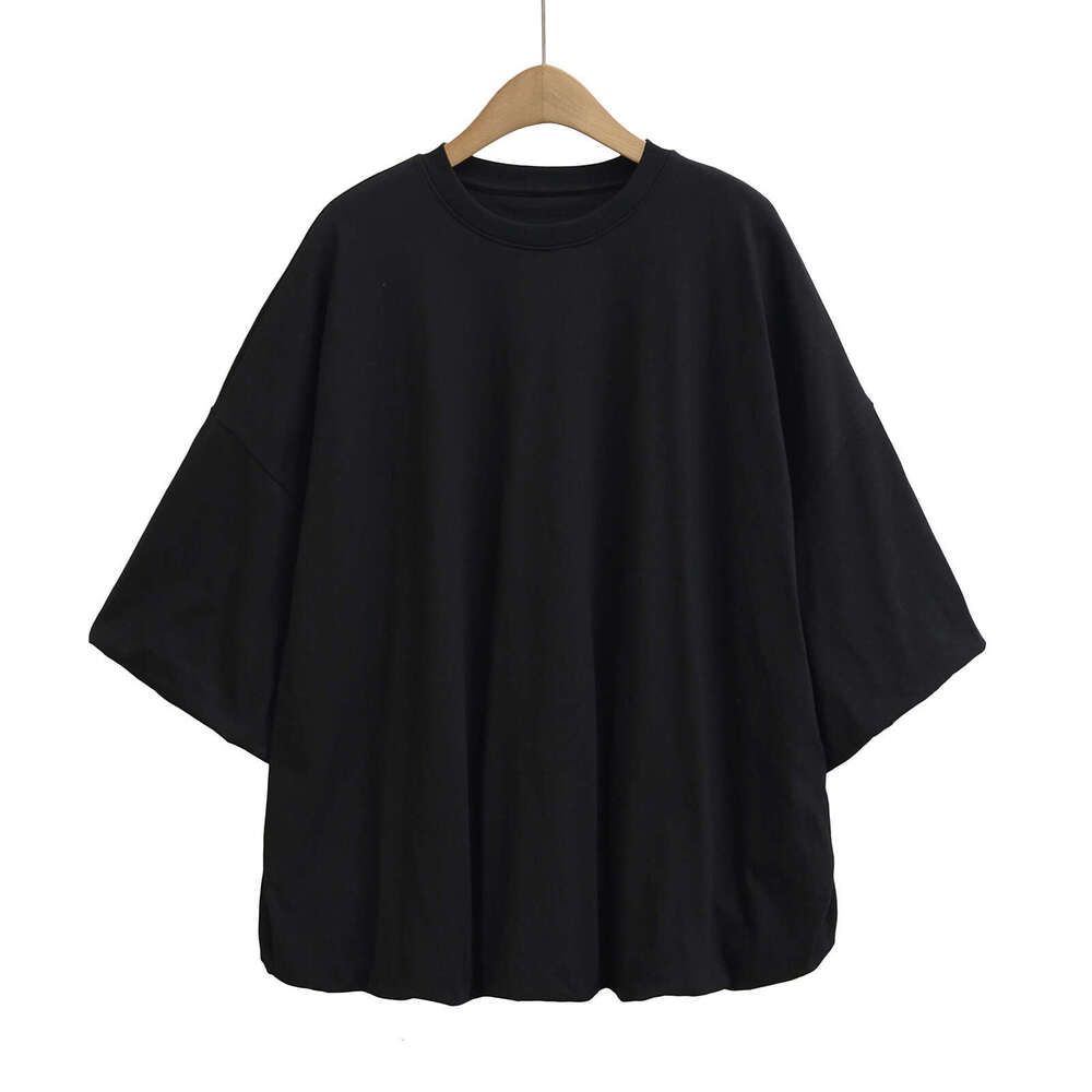 Jennie Same Loose Casual Flower Bud Hem Round Neck Short T-Shirt Women Lazy Style Puff Sleeve Top Ins Trend B5 g5