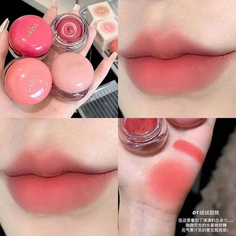 UKISS lti pose Pudding Lip Glaze Powder Blusher Cream Mouth Cheeks Eye Shadow Fog Surface Plain Veet Matte Makeup X250717
