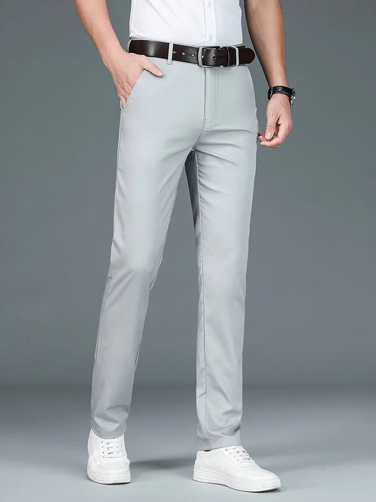 High Quality Straight Business Suit Pants Men Bamboo Fiber er Spring Summer Elegant Casual Long Formal Trouser Male 250715