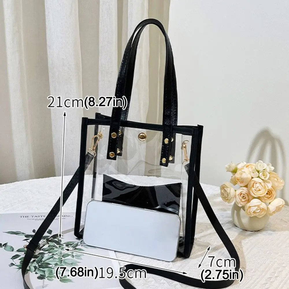 PVC Jelly Handbag Waterproof Lightweight Transparent Jelly Bag with Small Bags Shoulder Bag Casual Women Crossbody Bags 250714
