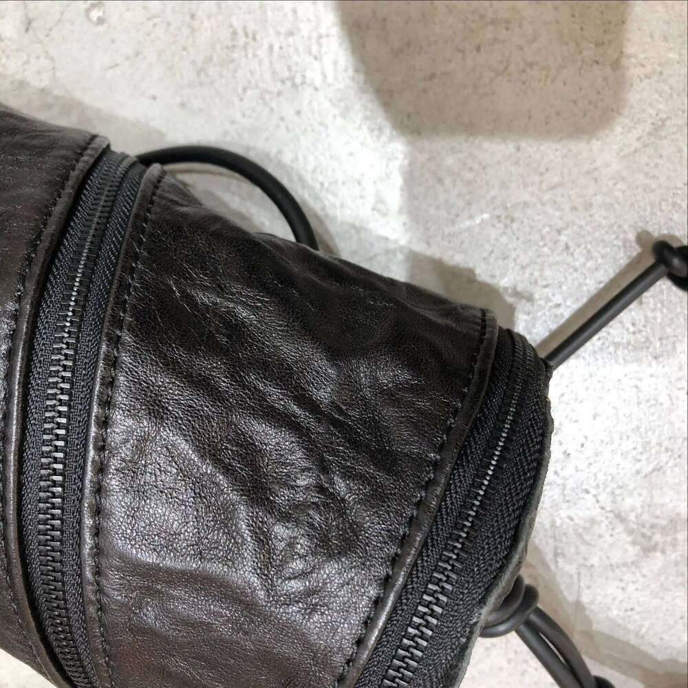 Handmade leather sheepskin shoulder messenger bag handbag women's style foldable