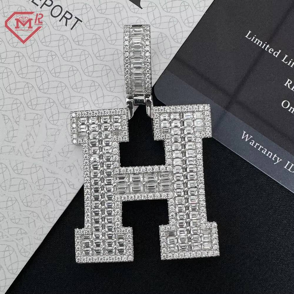 Pass Tester Hiphop Custom Pendant Men Initial Letter Charm 925 Silver Vvs Iced Out Diamond Moissanite Pendant