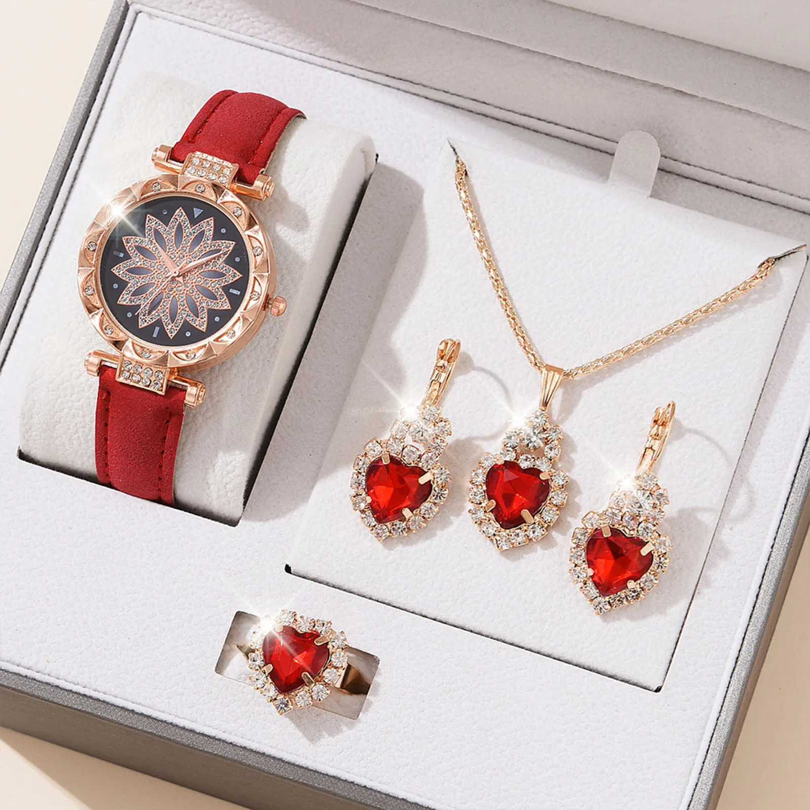 100% Authentic Brand New Watches Set Watches Set Gifts for Women Crystal Bling Wristwatch Jewelry Kit Gift for M Wife Girlfriend X250718