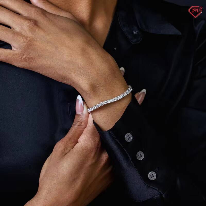 Sparkling 5mm Moissanite Bracelet 925 Silver Iced Out Men Women High Quality VVS Moissanite Tennis Chain