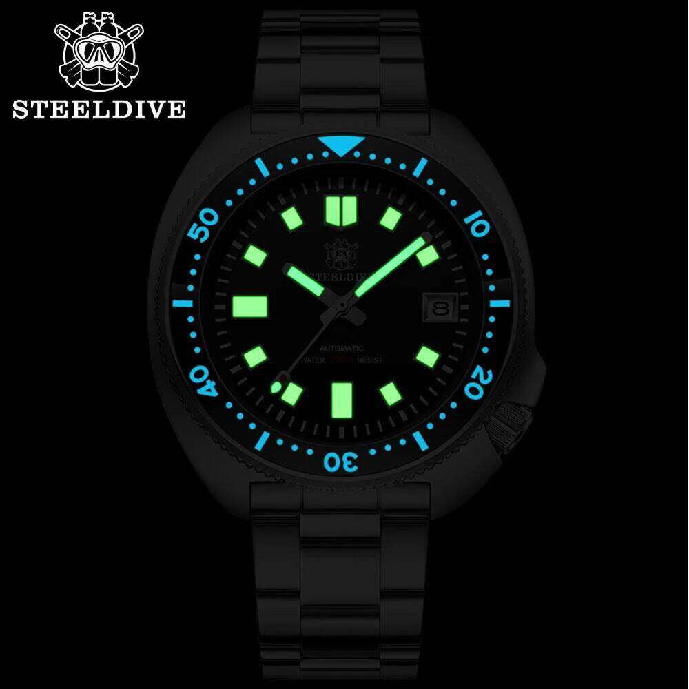 SD1970 Best Seller Steeldive Brand 44MM Sapphire Glass Insert Luminous Men NH35 Dive Watch with Ceramic Bezel free shipping