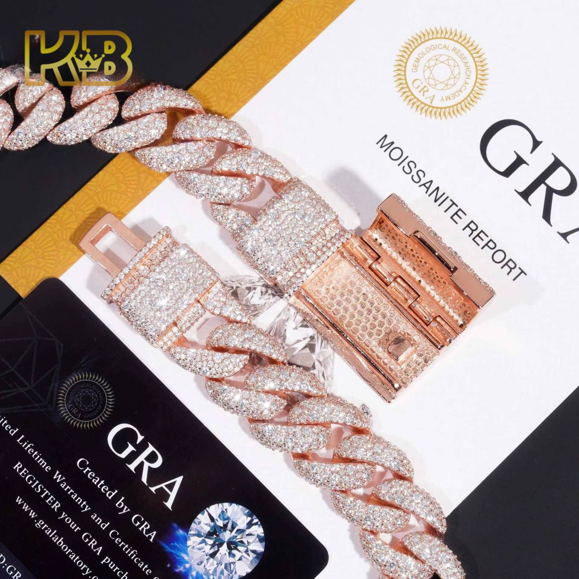 18mm Iced Out Cuban Link Chain Necklace for Men 925 Sterling Silver VVS Moissanite Custom Hip Hop Rapper Jewelry