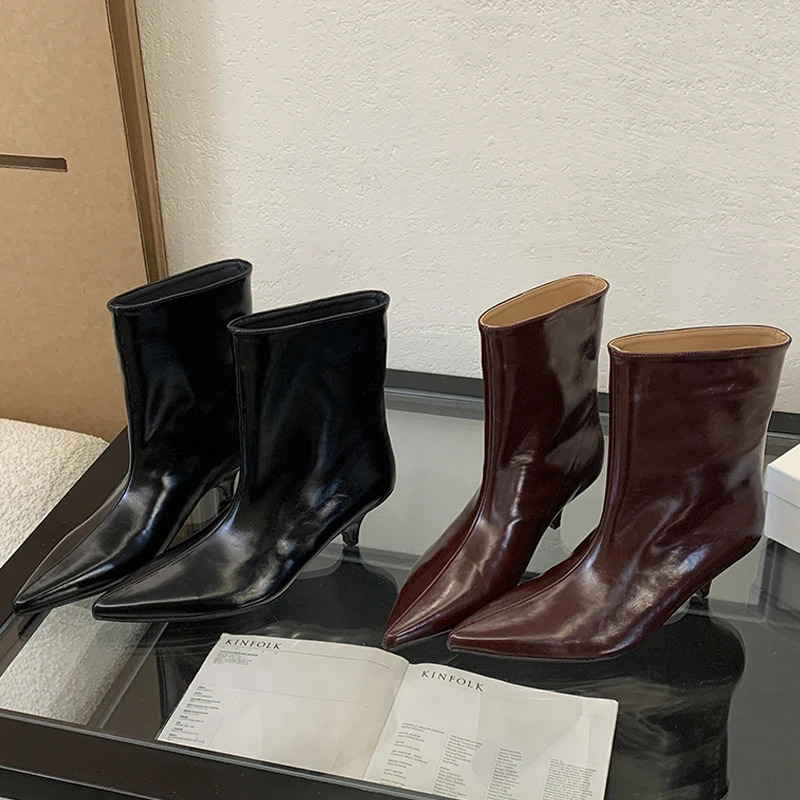 Eilyken 2026 Winter Fashion Ankle Short Boots Women Pointed Toe Elegant Thin Low Heel Dress Ladies Pumps Shoes 250805