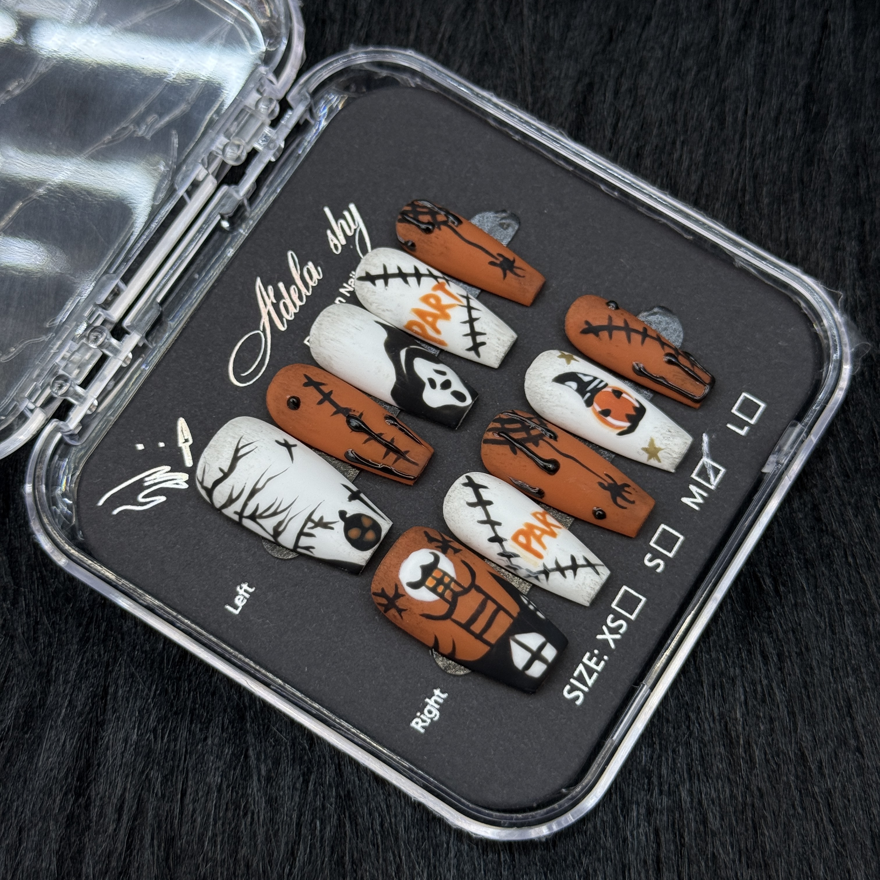 10Pcs Halloween - themed Press - on Nails with Spooky Patterns