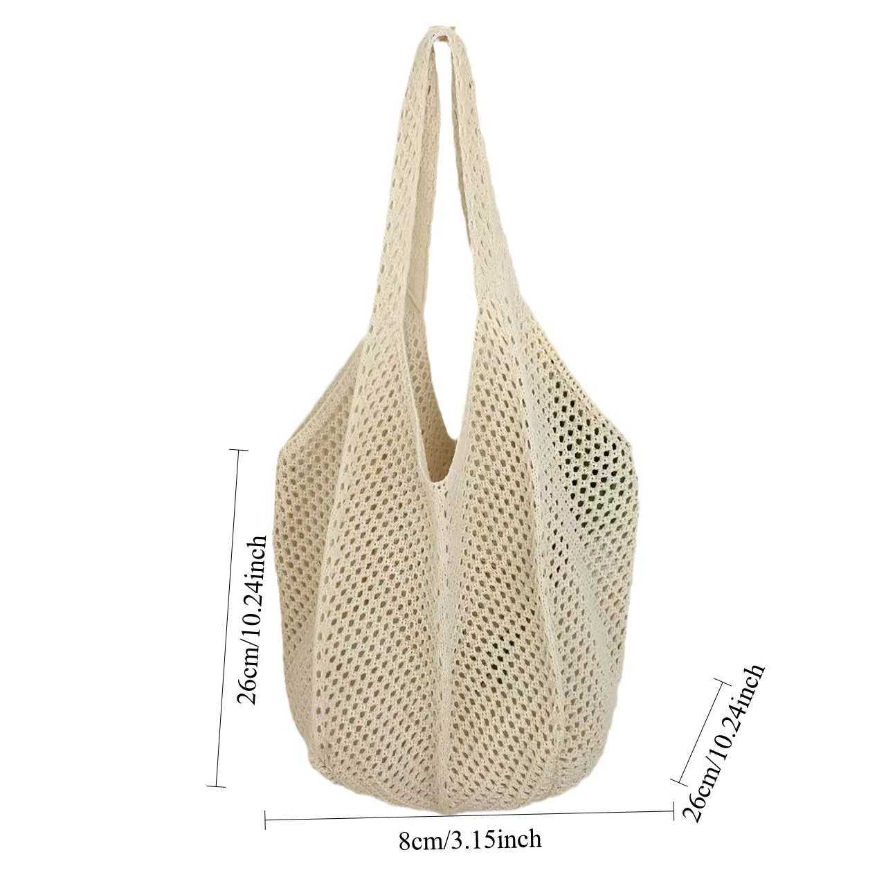 Womens Tote Candy Bag Fi Knitted Large Capacity Woven Shoulder Bags Solid Color Simple Shopping Bag for Summer Beach XJ250718