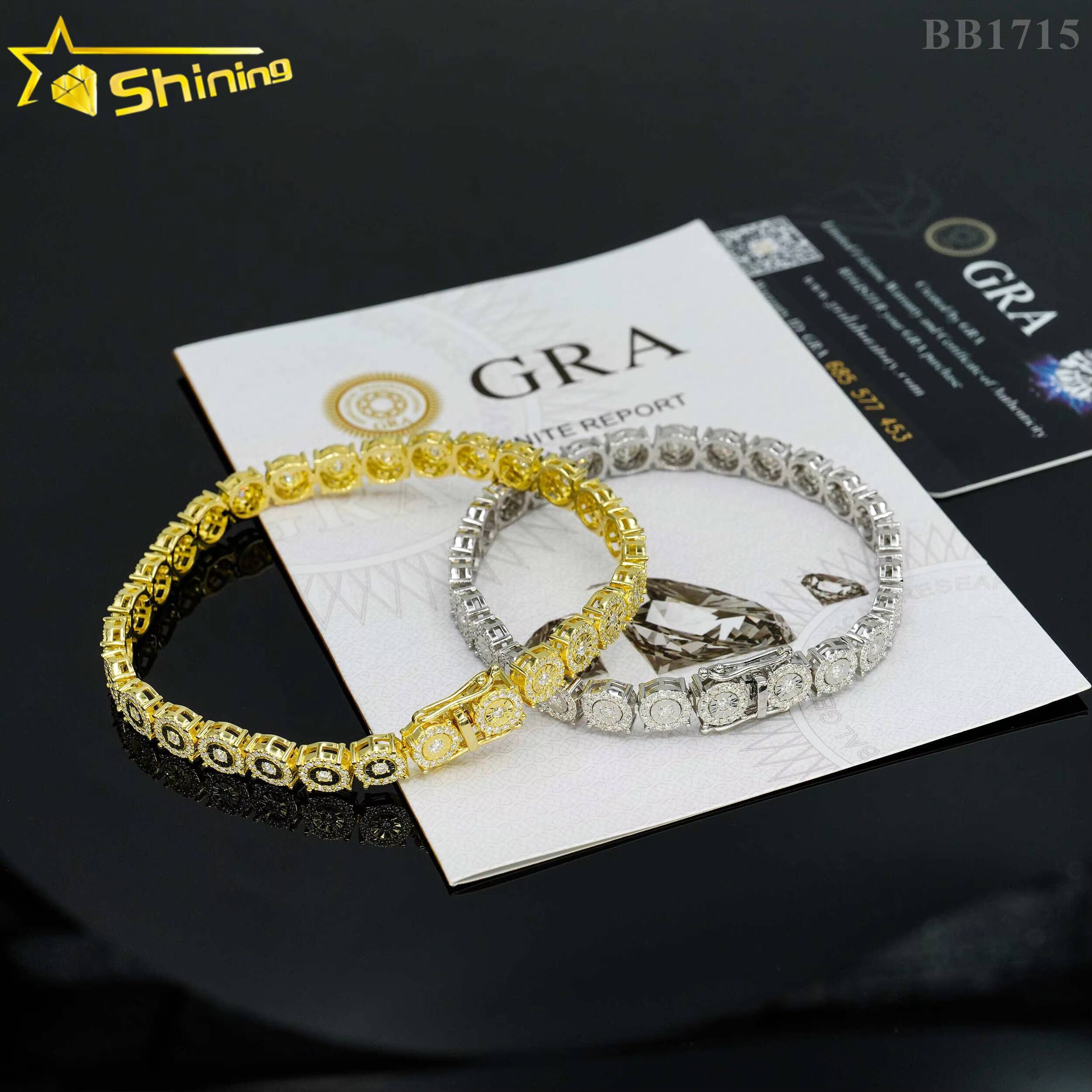 New Design Fine Jewelry 925 Sterling Silver Tennis Bracelet Iced Out Hip Hop Jewelry Vvs Moissanite Tennis Chain Necklace