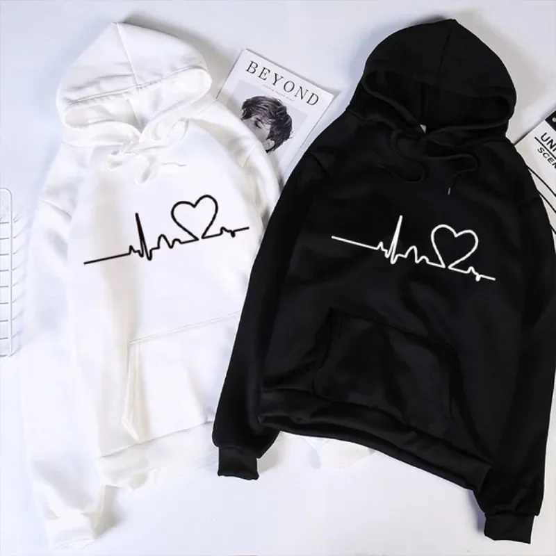 Womens Black White Hoodies Casual Print Hoody Sweatshirt Winter Spring Long Sleeve Hip Hop Warm Hoodies XJ250717