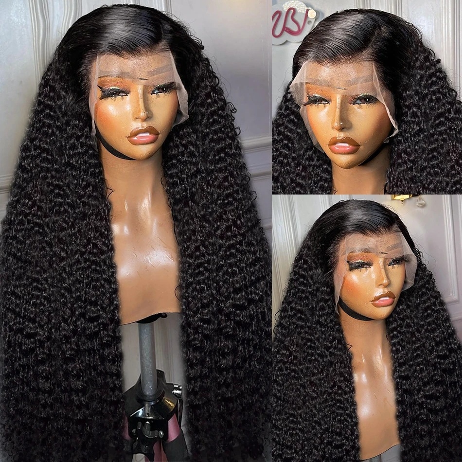 13x6 Deep Wave Lace Front Wig Lace Front Wig for Women Women's Center-parted Tiny Curls Long Curly Wig