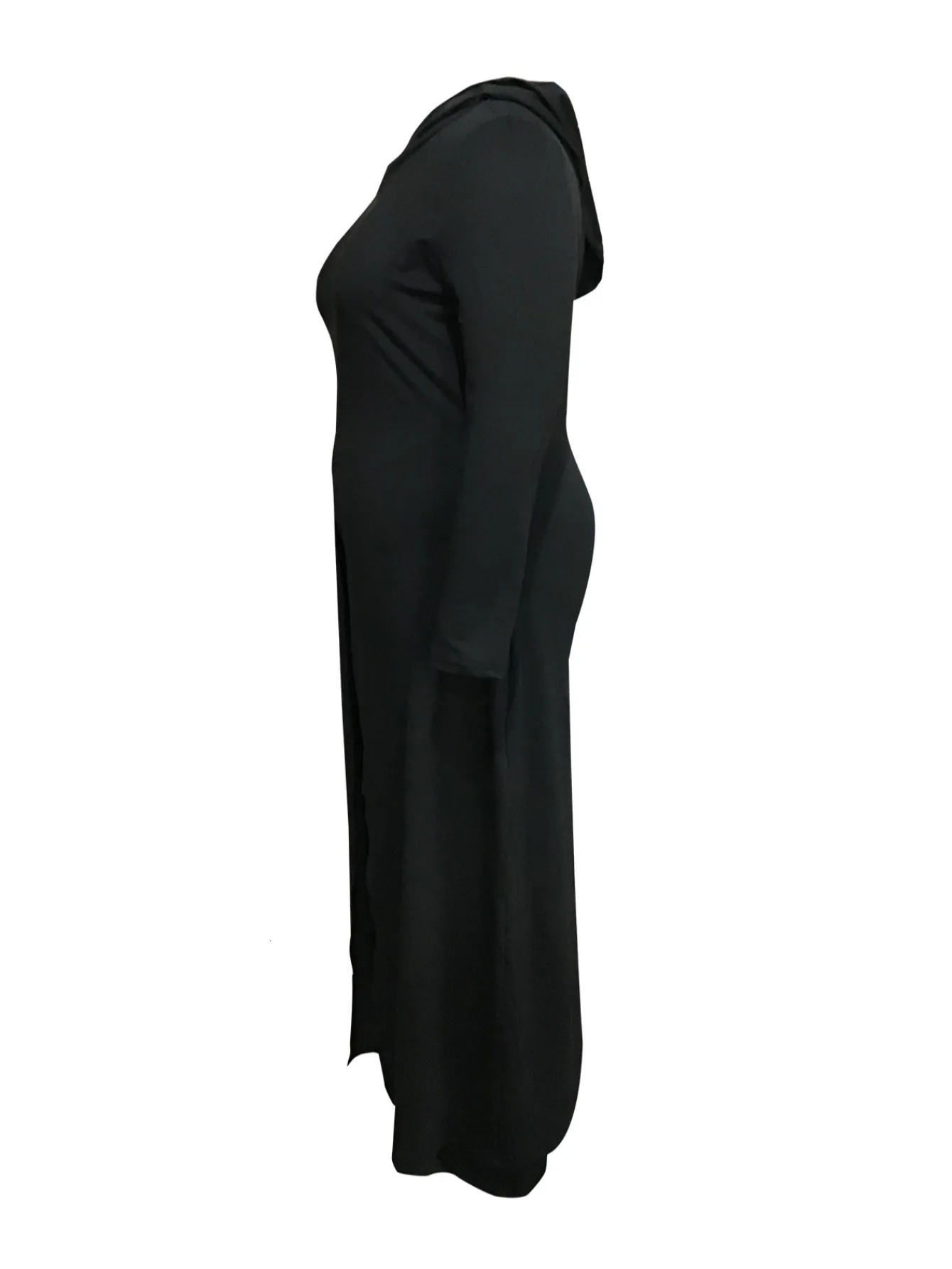 4XL 5XL LW Women Spring Elegant Office Lady BASICS Plus Size Hooded Collar Front Split Black Two Pieces Pants Set Matching Set 250714