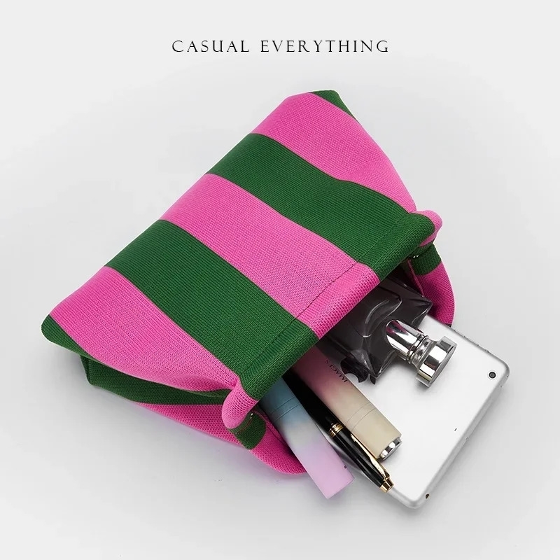 Summer Beach Clutch Bag for Women Woven Crochet Handbags Purses Knitting Dumpling Ruched Cute Cloud Casual Colorblock t250703