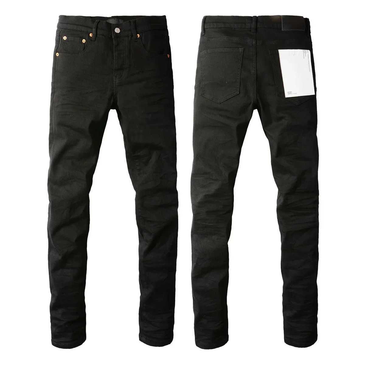 Mens Distressed Black Streetwear High Stretch Skinny Button Fly Ripped Jeans Pants X250718