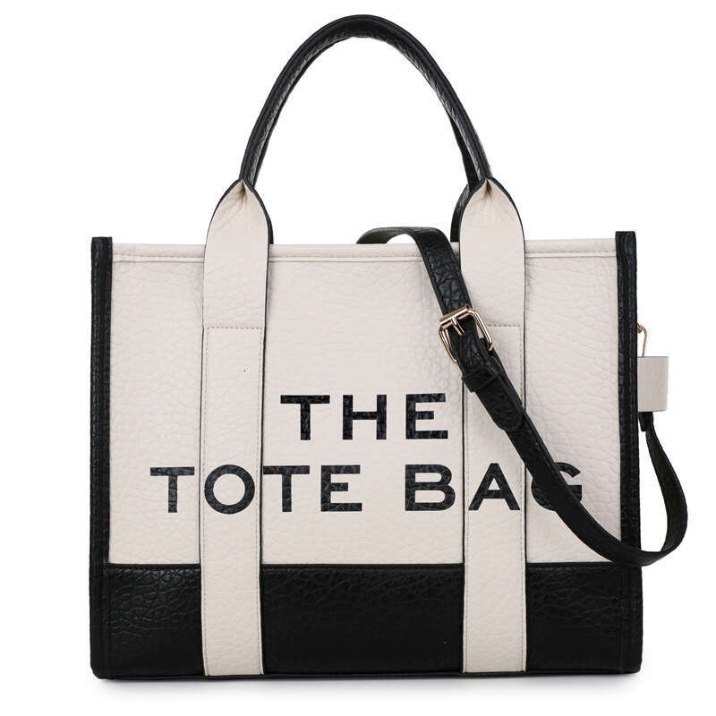 Women's New Double Color Block PU Letter Single Shoulder Crossbody Handbag Fashion Tote Bag