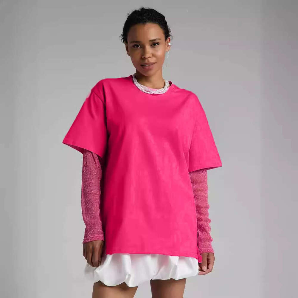 Summer New Style Shiny Mesh Patchwork Long Sleeve T-Shirt For Women Loose Sun Protection Top B5