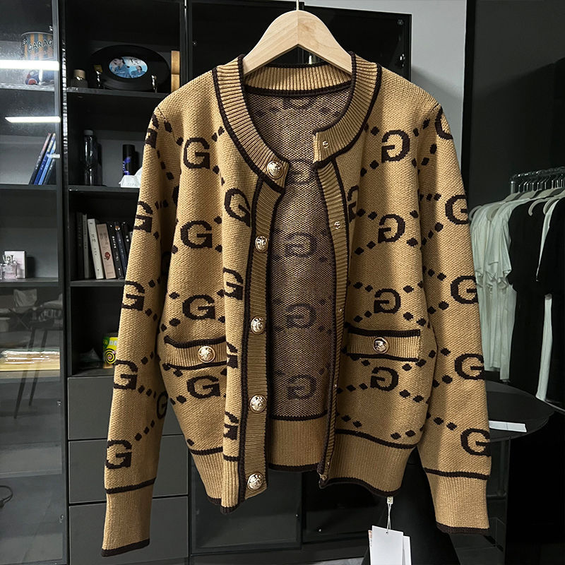 Light Sweater Coat for Women Loose Elegant High-End Round Neck Long Sleeve Knitted Cardigan Top for Autumn and Winter 250718