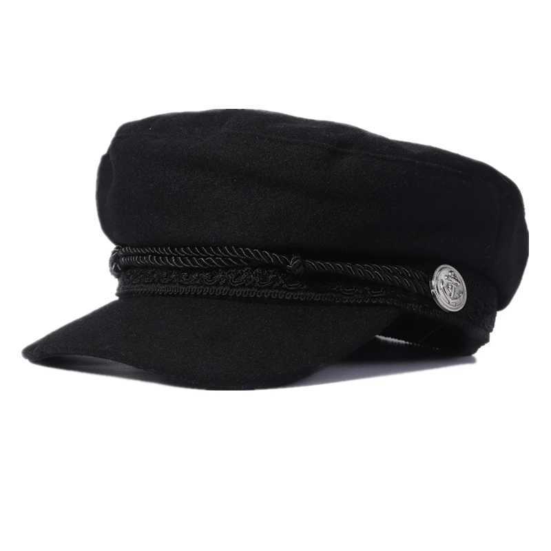 Fashion Women Men Spring Autumn Sailor Black Ladies Beret Top Captain Cap Travel Octagonal Hat L250718