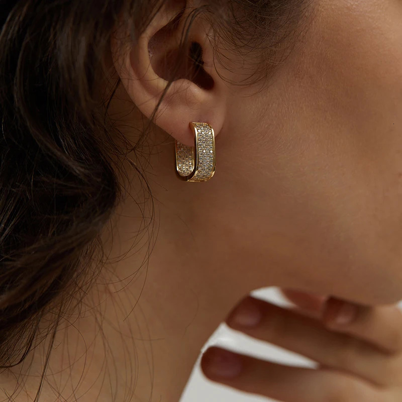 Anziw Original Full Earrings Women Square Hoop Earrings Silver 925 Trendy Wedding Party Jewelry with GRA Certificate 250712