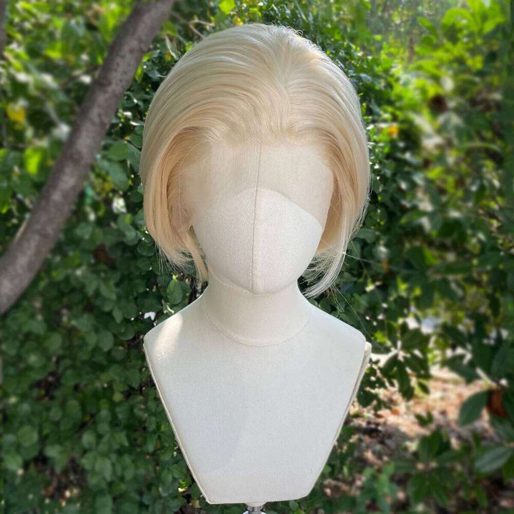 Blonde Men Short Bob Cut Synthetic Hair 13X4 Lace Front Wigs For Women Free Part Natural Hairline 150%