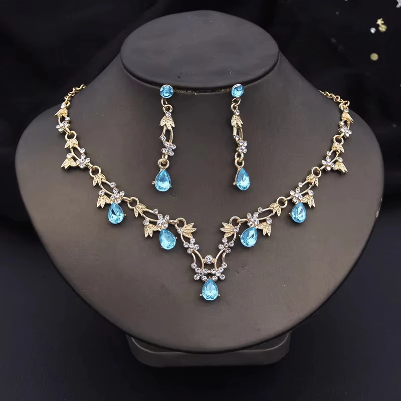 1 Set Of Fashionable Copper Inlaid Claw Chain Necklace Earrings Jewelry Set Womens Wedding Banquet Party Daily Necessities 250715