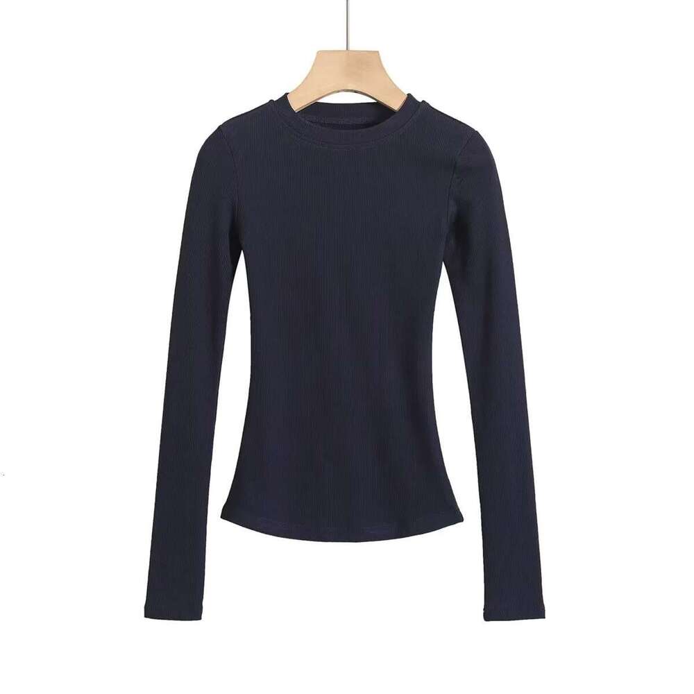 Kardashian Style Hot Girl Sexy Basic Base Shirt Tight T-Shirt Women Long Sleeve Round Neck Slim Top Ins B5