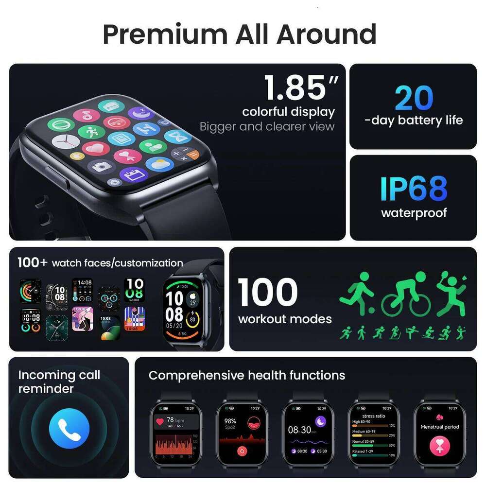 HAYLOU 2 Pro (LS02 Pro) Smart Watch 1.85'' HD Display SpO2 Heart Rate Monitor 100 Workout Modes Smartwatch for Men Women free shipping