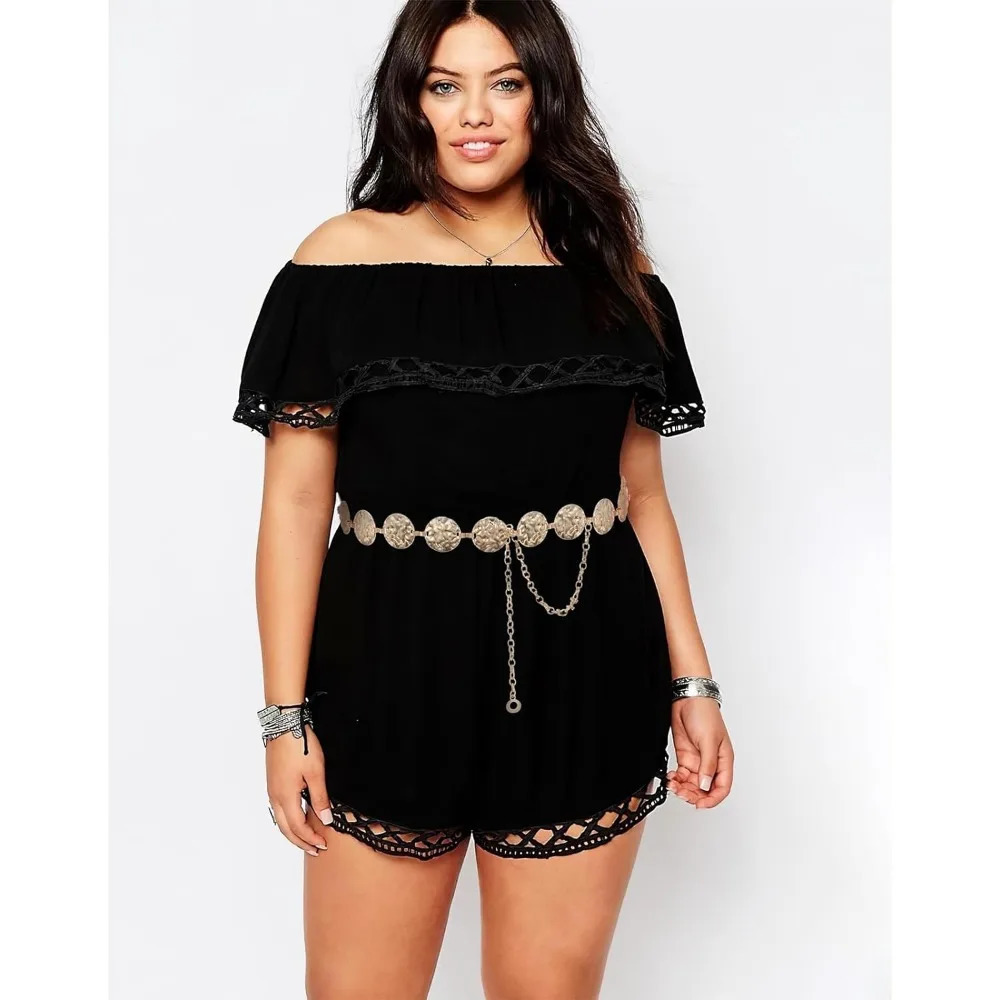 Metal Gold/Silver Chain Belt for Women Dress Jeans Moon Sun Waist Chain Rhinestone Adjustable for Plus Size 250715