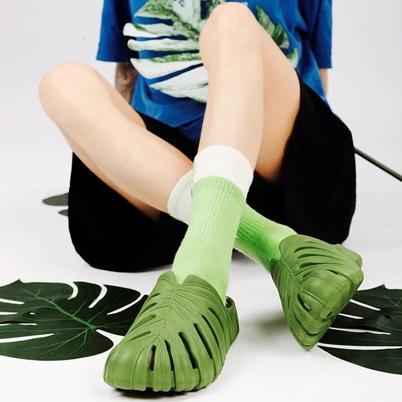 Male Slipper Platform Cloud Monstera Funny Leaf Home Soft Slides Sandals Outdoor Summer Ladies House Shoe Flat Men Female Beach 250717