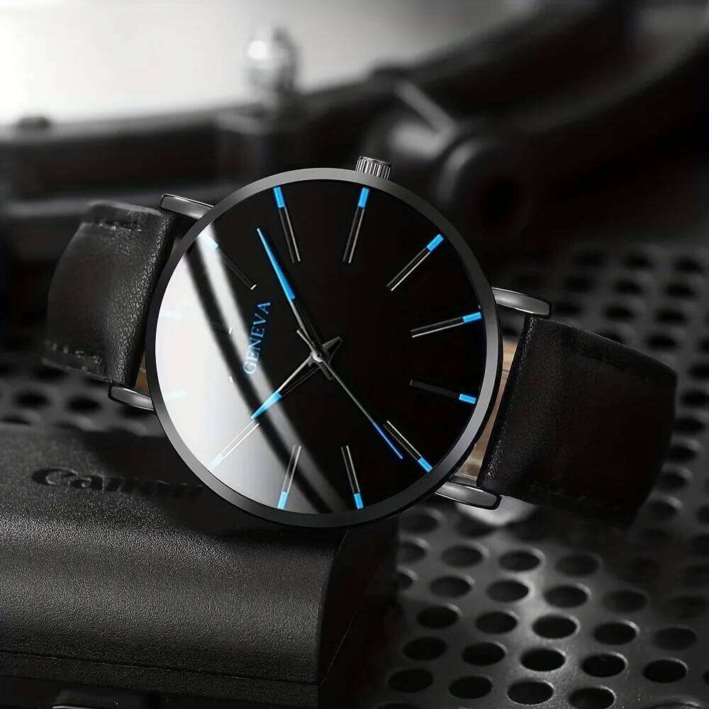 free shipping 3PCS/Set Fashion Watch Casual Leather Band Quartz Wristwatch Men Business Watches Bracelet Necklace Set Jewelry Gifts
