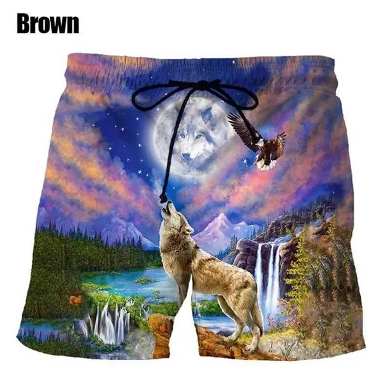 3D Digital Print Wolf Men Swim Shorts Casual Loose Mens Shorts Customized Design Comfortable Breathable Summer Wear Clothes W250718