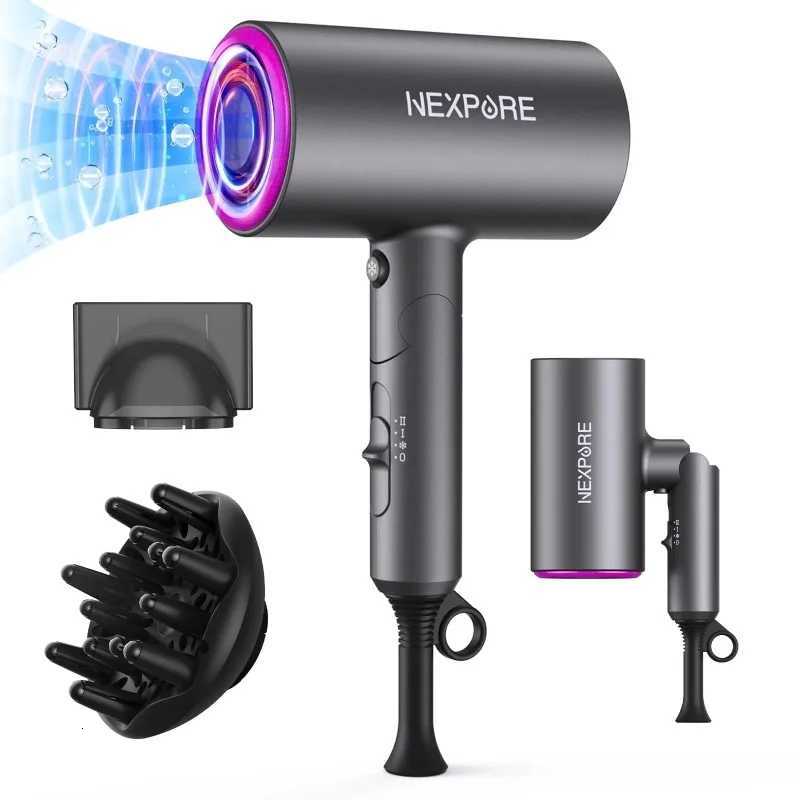 1800W Professional Ionic Hair Dryer for Hair Care Powerful Wind for Hair Drying 2 Attachments Grey W250718