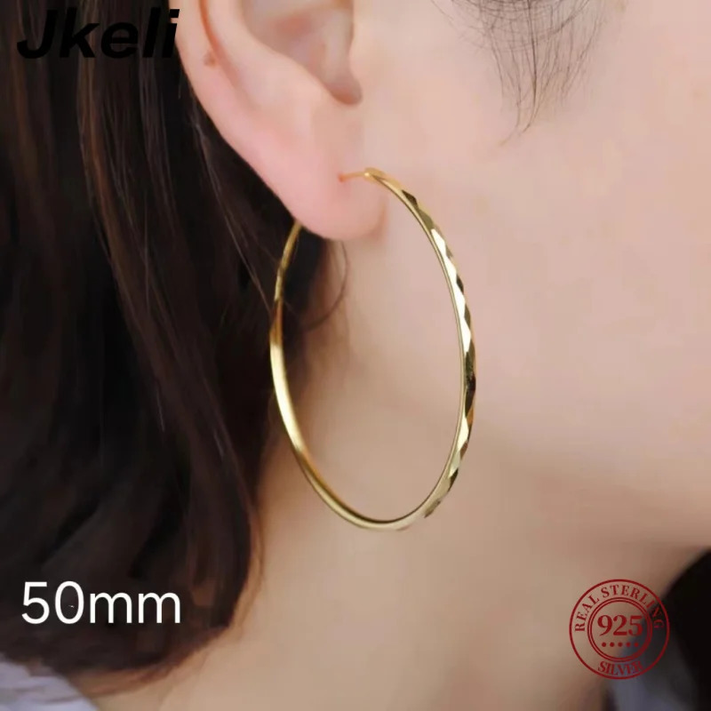 Jkeli Genuine 925 Sterling Silver Fashion Korean Simple Hoop Earrings for Women Men Charming Chic Party Jewelry Accessories 250716