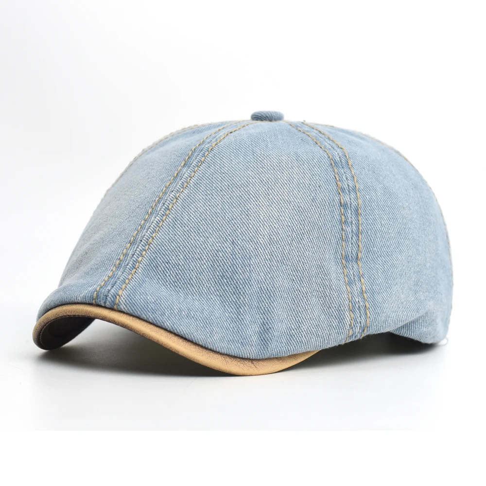 Denim Beret Hat Washed Vintage ed Cap Adjustable Cotton sboy Cap Casual Hats Flat Cap 250712