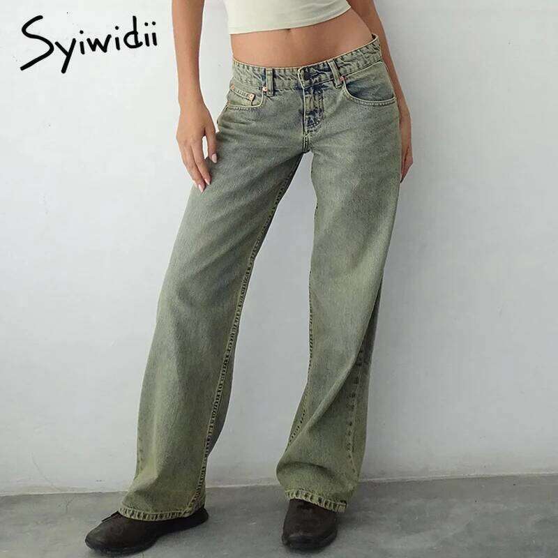 Syiwidii Vintage Baggy Women Y2k Fashion Low Rise Straight Wide Leg Jeans 2025 New Chic Casual High Street Denim Trousers MDNG