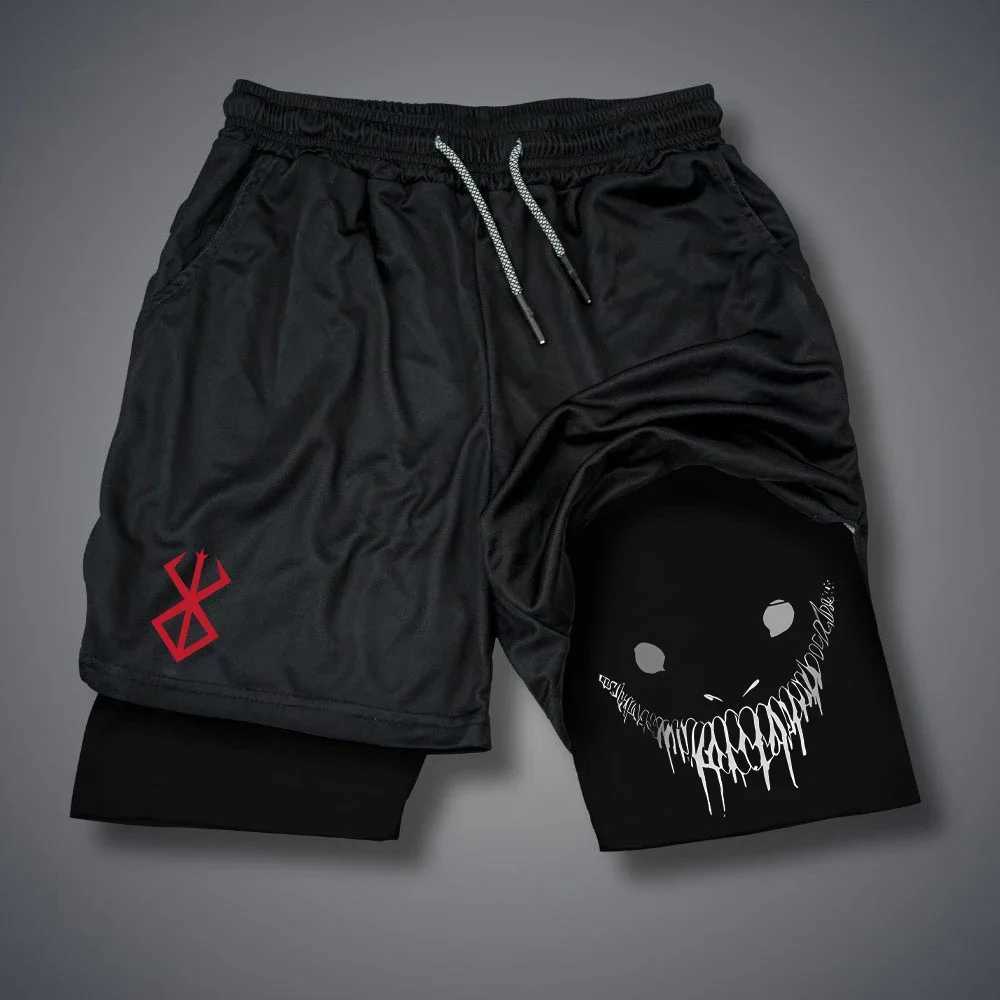 Summer Men Running Shorts Fitness Gym Training 2 in Sports Shorts Quick Dry Workout Jogging Double Deck Shorts W250718