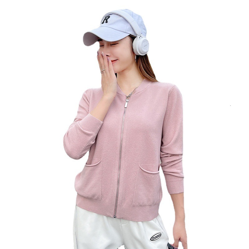 Autumn Winter Korean Style New Small Fragrance Zipper Knitted Cardigan Sweatshirt Spring Casual Women's Jacket