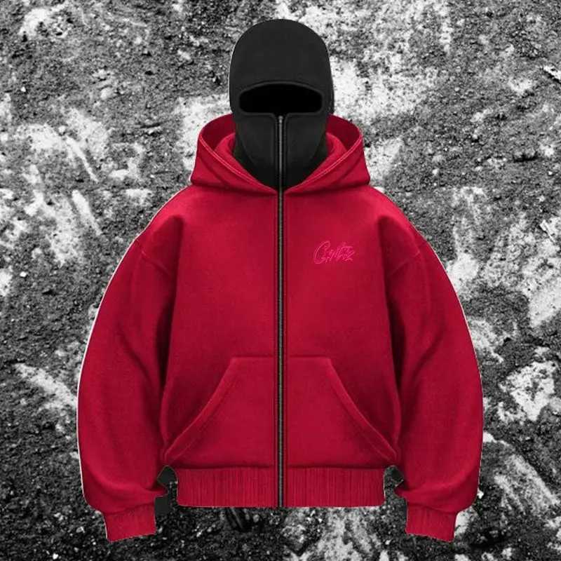 Mens Balaclava Zip Hoodie with Face Mask Winter Warm Zipper Sweatshirt Oversized Hooded Sports Jacket for Outdoor Activities X250718