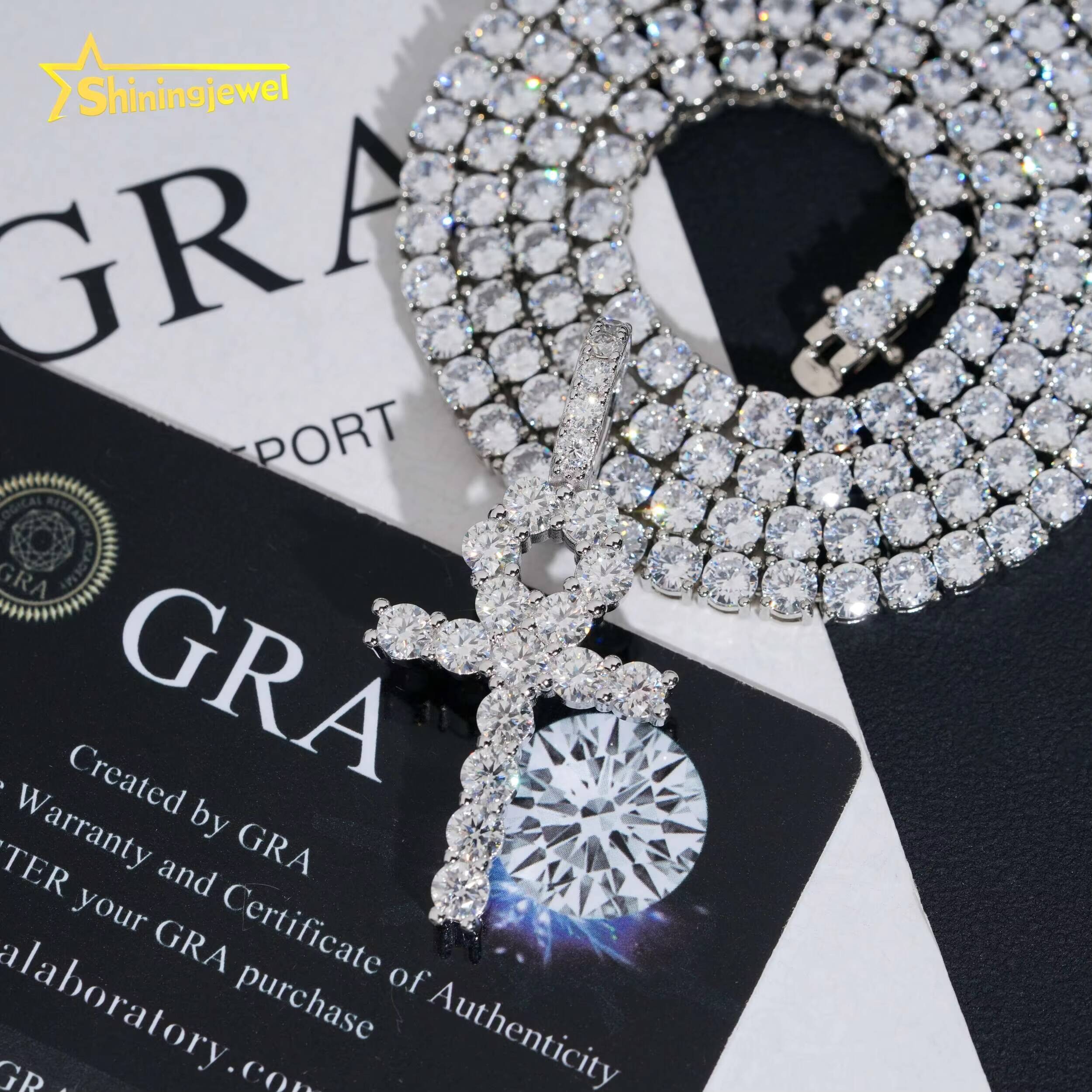 Ready to Ship Cross Pendant VVS Moissanite Diamond Pendants 925 Sterling Silver Iced Out Jewelry Custom Cross Pendant Set