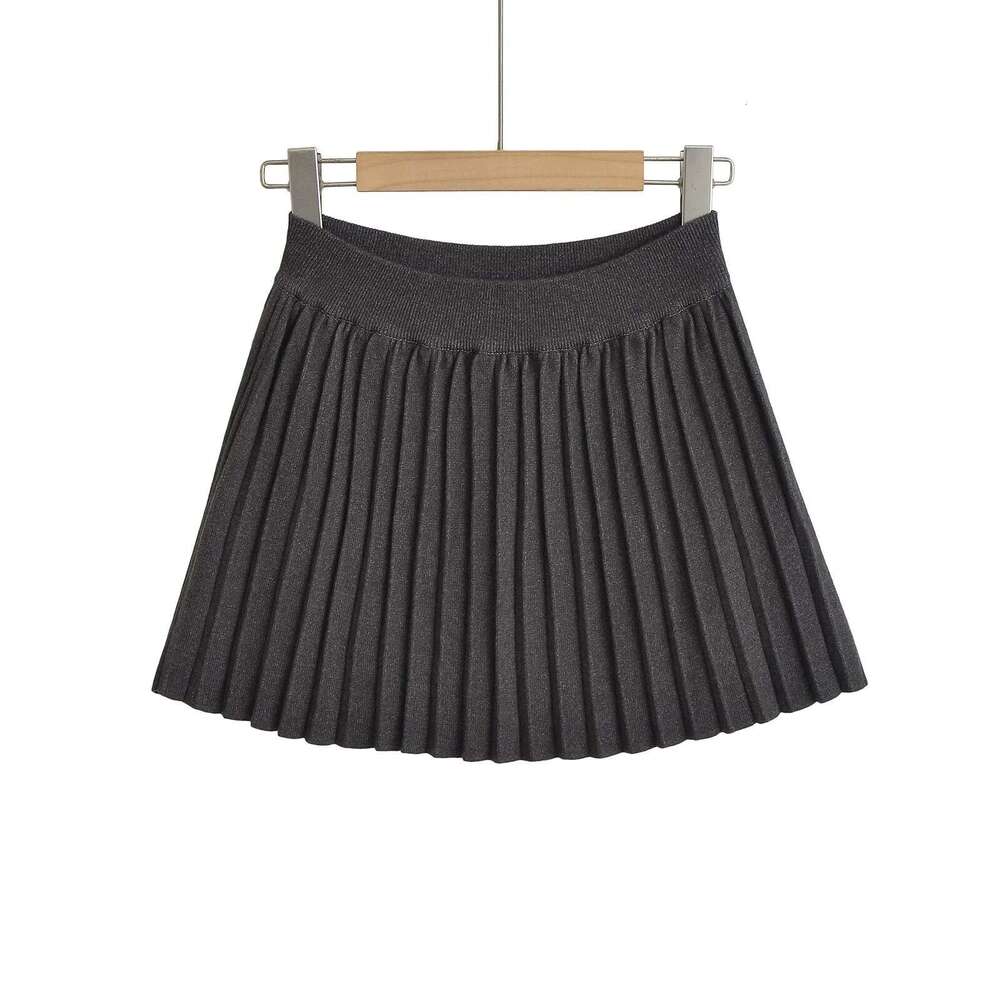 Pure Desire Hot Girl Style High Waist Knitted Sexy Body-Flattering Long-Leg Pleated Summer Internet Celebrity Half-Length A-Line Skirt Ins B5