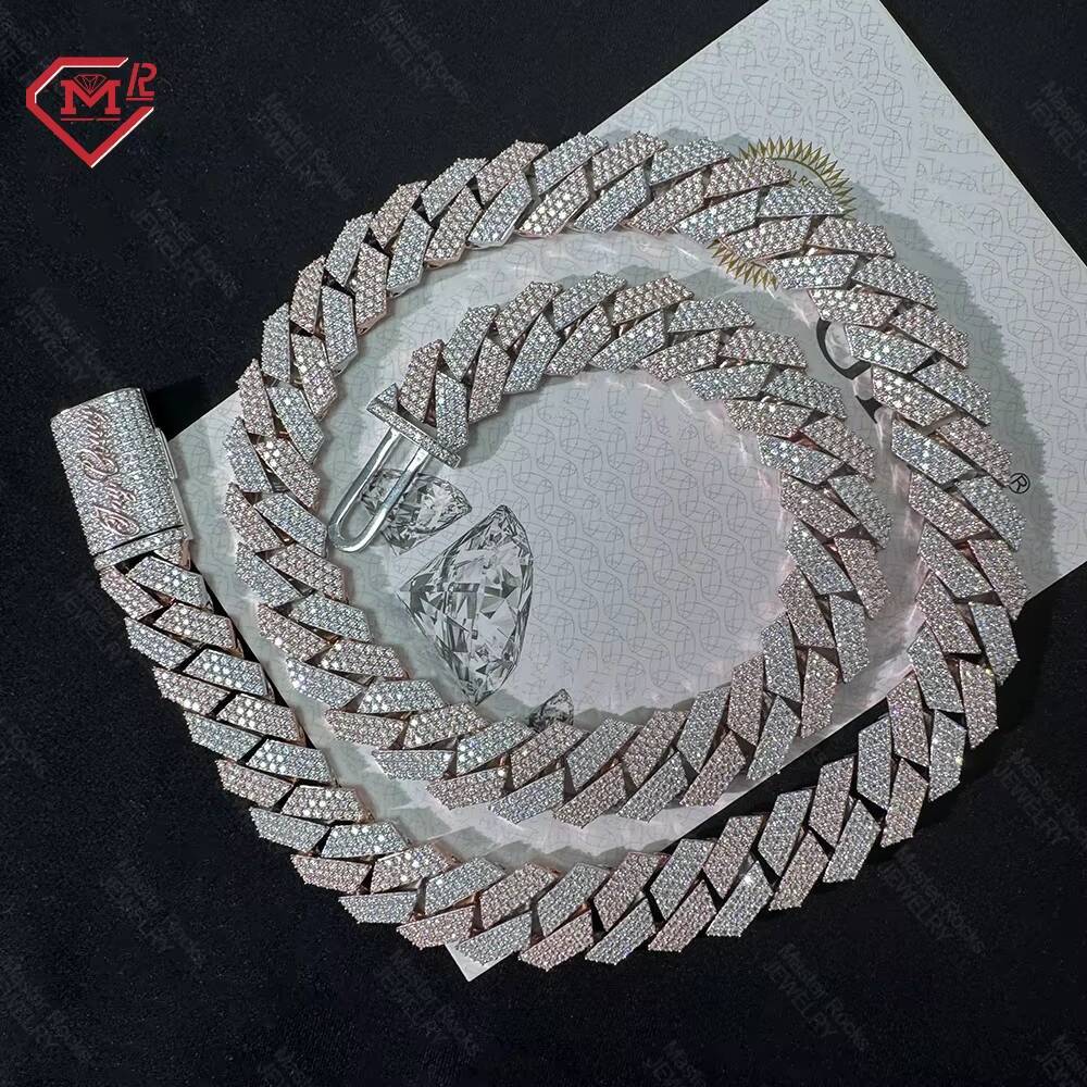 Hip Hop 15mm Cuban Link Chain 925 Sterling Silver Vvs Iced Out Custom Moissanite Cuban Chain