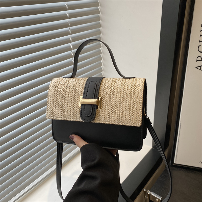 2025 Summer New Women's Single Shoulder Crossbody Bag Straw Woven Women's Bag New women's Simple Fashion Crossbody Bag Small Square Bag