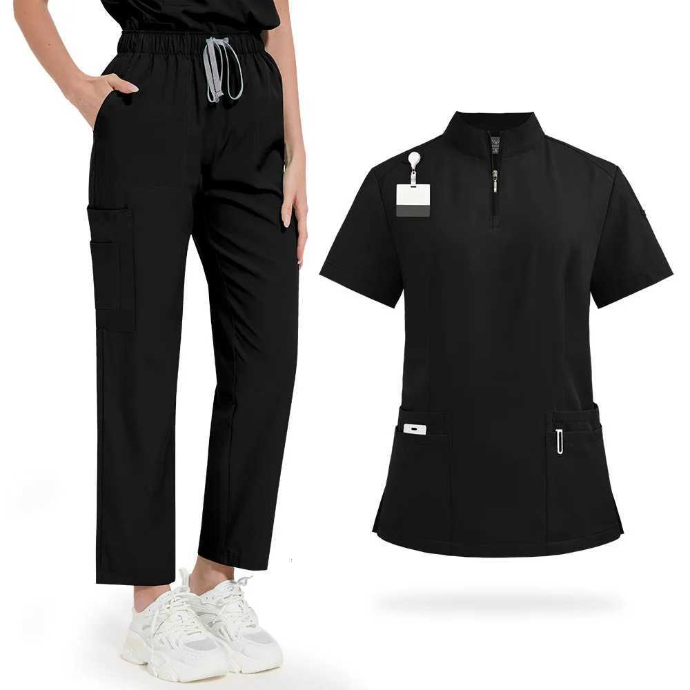 Classic New Nurse Scrubs Set Men Nurse Accessories Medical Uniform Surgical Dental Clinical Top Pants Lab Workwear Clothes Z250718